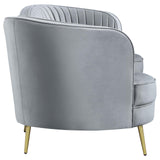 Sophia Gray and Gold Upholstered 2-Piece Living Room Set with Camel Back from Coaster - Luna Furniture