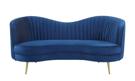 Sophia Upholstered Camel Back Loveseat Blue - 506862 - Luna Furniture