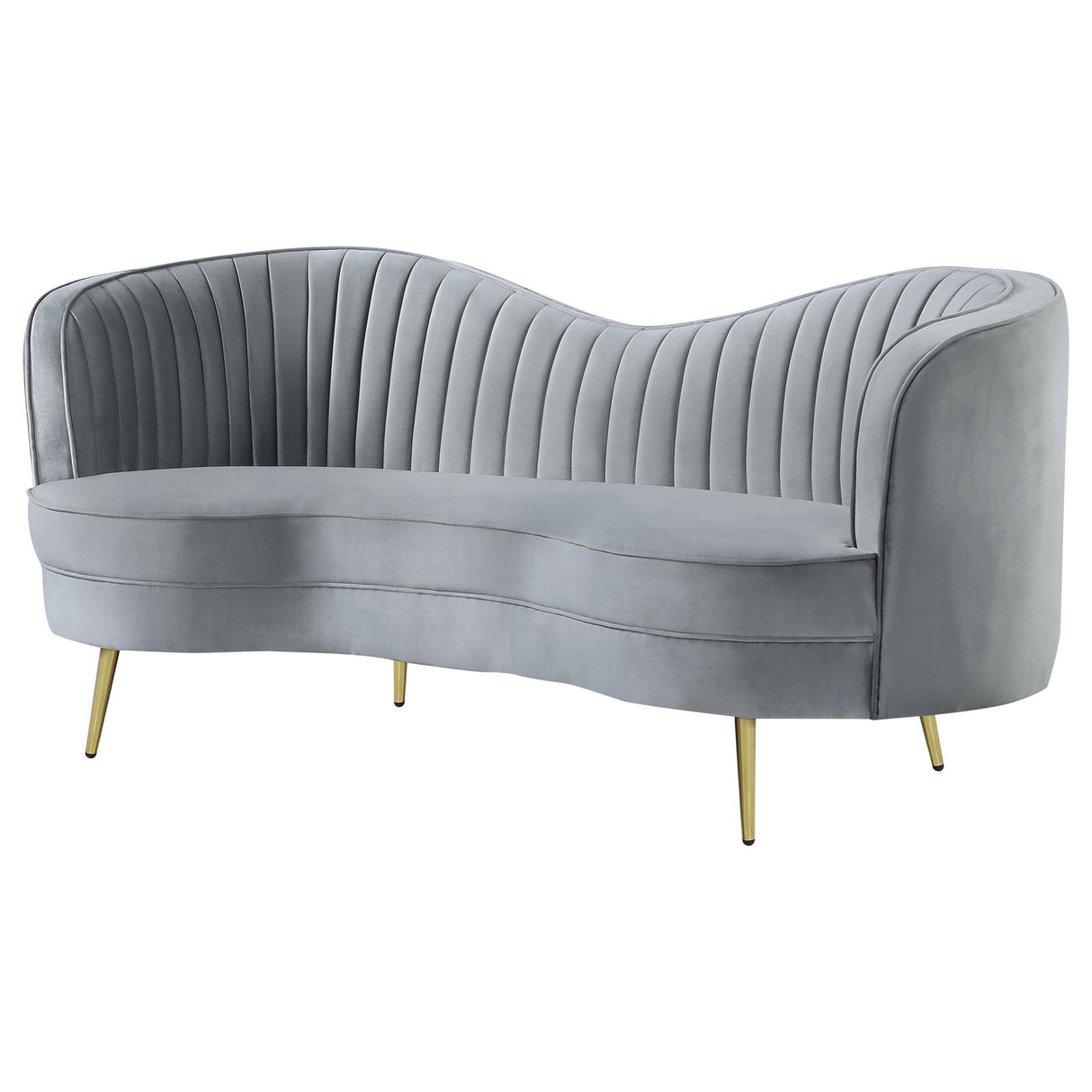Sophia Upholstered Loveseat with Camel Back Grey and Gold - 506865 - Luna Furniture