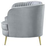 Sophia Upholstered Loveseat with Camel Back Grey and Gold - 506865 - Luna Furniture