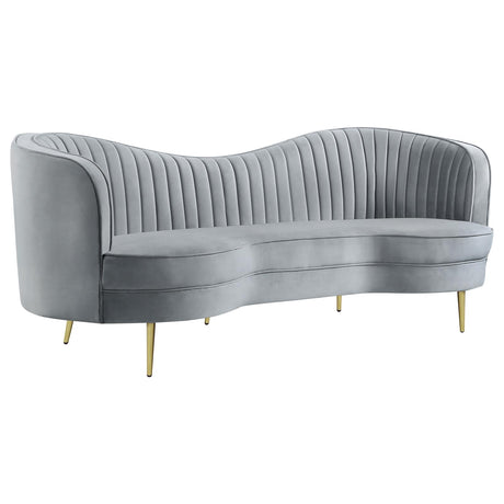 Sophia Upholstered Sofa with Camel Back Grey and Gold - 506864 - Luna Furniture