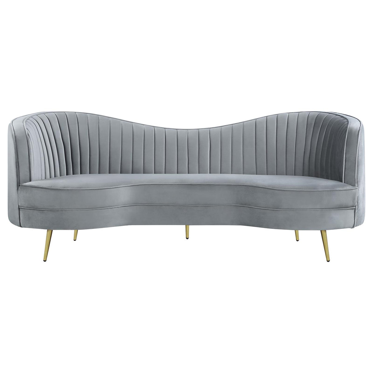 Sophia Gray and Gold Upholstered Sofa with Camel Back from Coaster - Luna Furniture