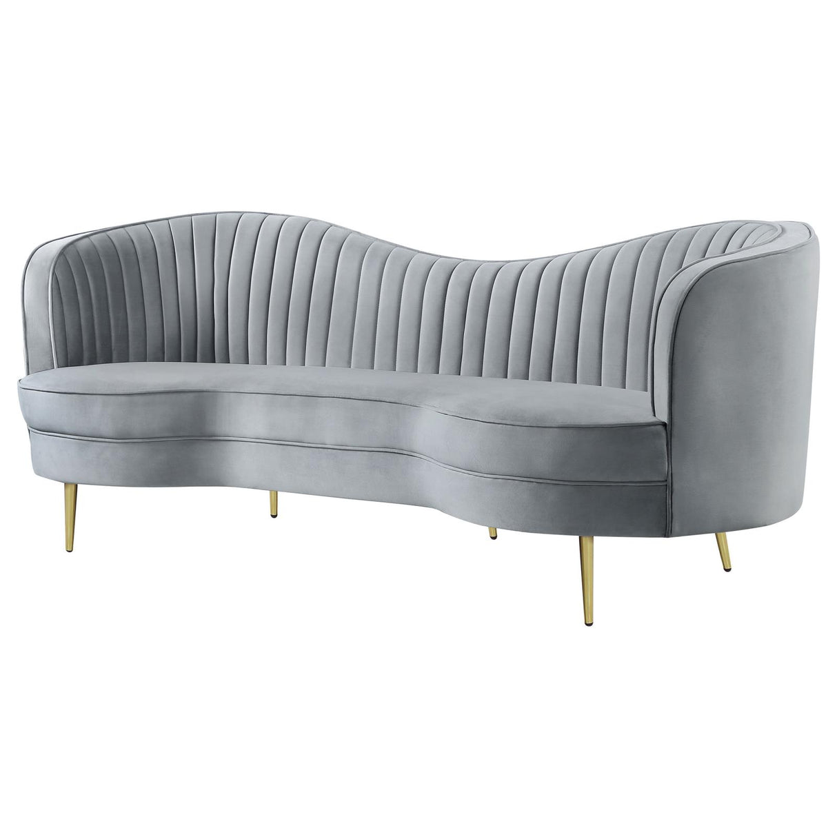 Sophia Gray and Gold Upholstered Sofa with Camel Back from Coaster - Luna Furniture