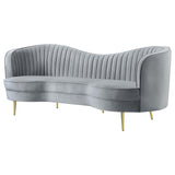 Sophia Gray and Gold Upholstered Sofa with Camel Back from Coaster - Luna Furniture