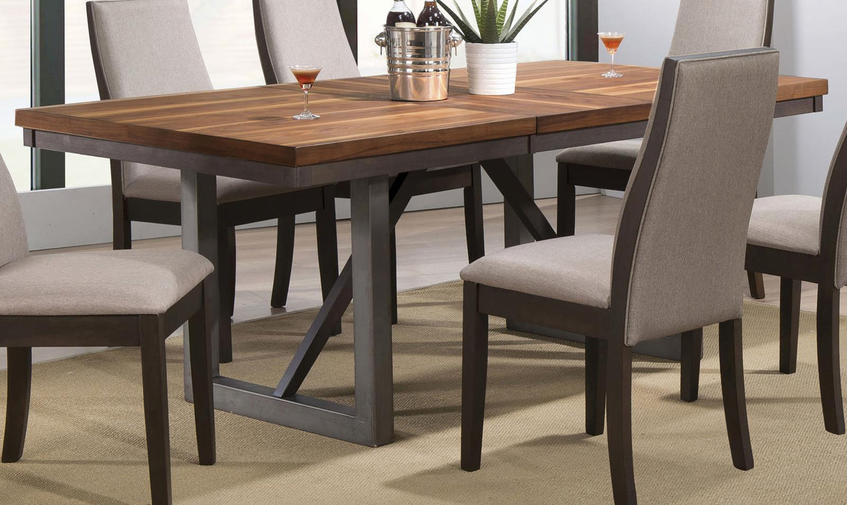 Spring Creek Natural Walnut Dining Table with Extension Leaf from Coaster - Luna Furniture