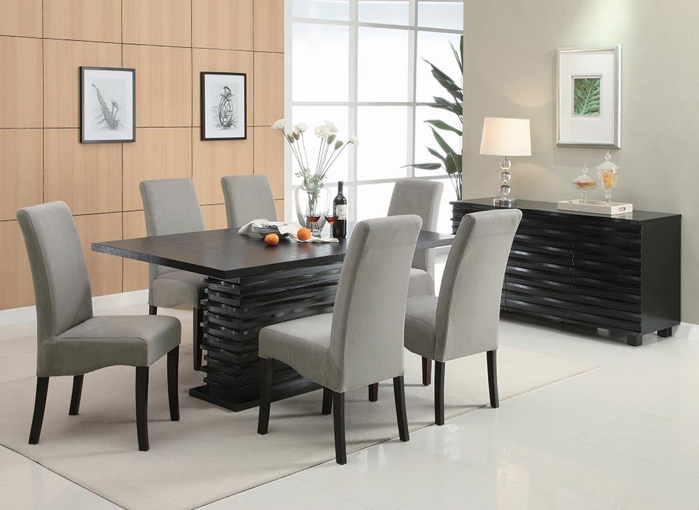 Stanton Rectangle Pedestal Dining Table Black - 102061 - Luna Furniture