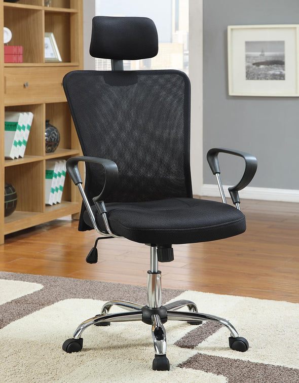 Stark Mesh Back Office Chair Black and Chrome - 800206 - Luna Furniture
