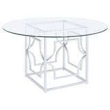 Starlight Clear and Chrome Round Glass Top Dining Table from Coaster - Luna Furniture