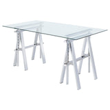 Statham Glass Top Adjustable Writing Desk Clear and Chrome - 800900 - Luna Furniture