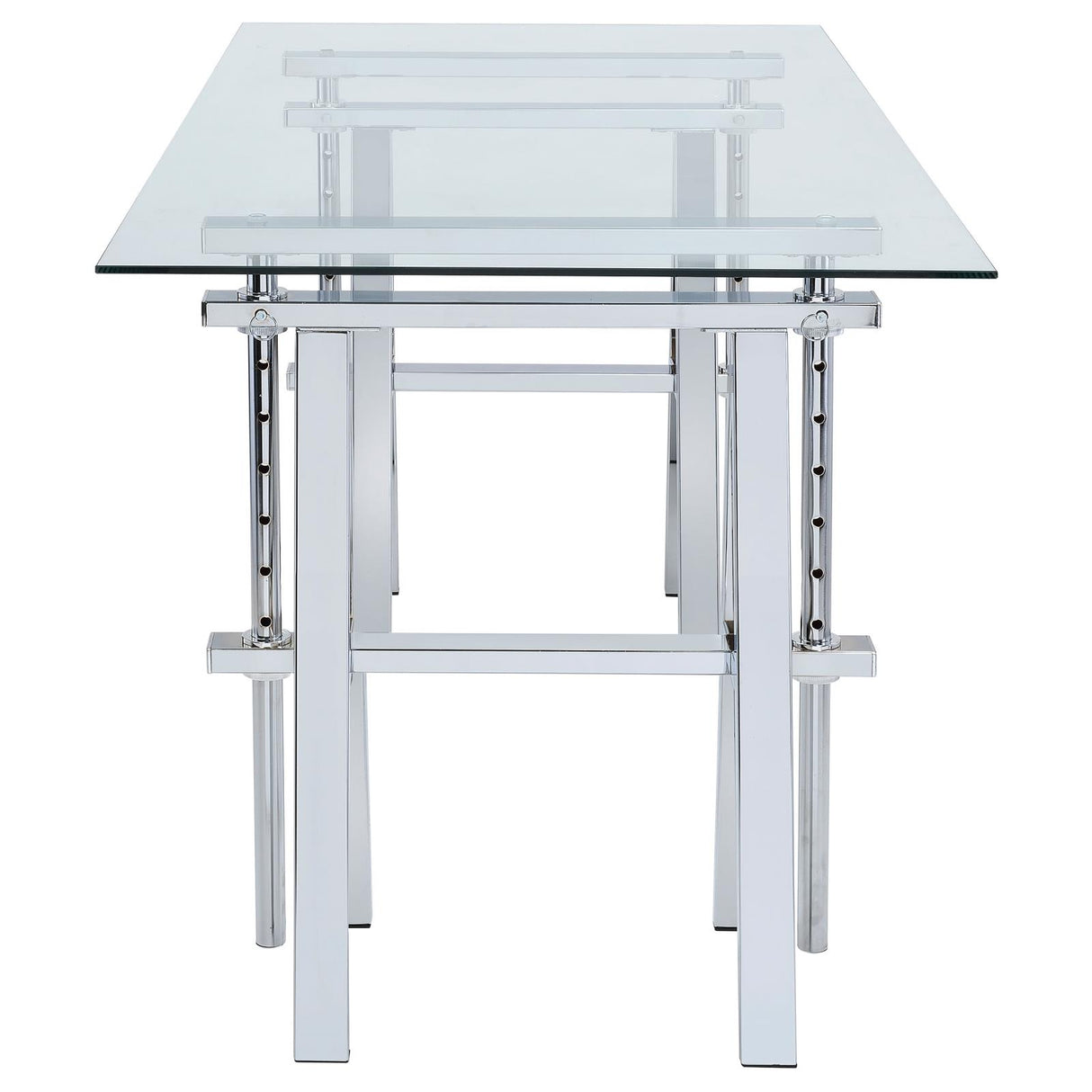 Statham Glass Top Adjustable Writing Desk Clear and Chrome - 800900 - Luna Furniture