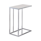 Stella Chrome and White Glass Top Accent Table from Coaster - Luna Furniture