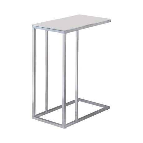 Stella Glass Top Accent Table Chrome and White - 900250 - Luna Furniture
