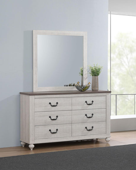 Stillwood 6-drawer Dresser with Mirror Vintage Linen - 223283M - Luna Furniture