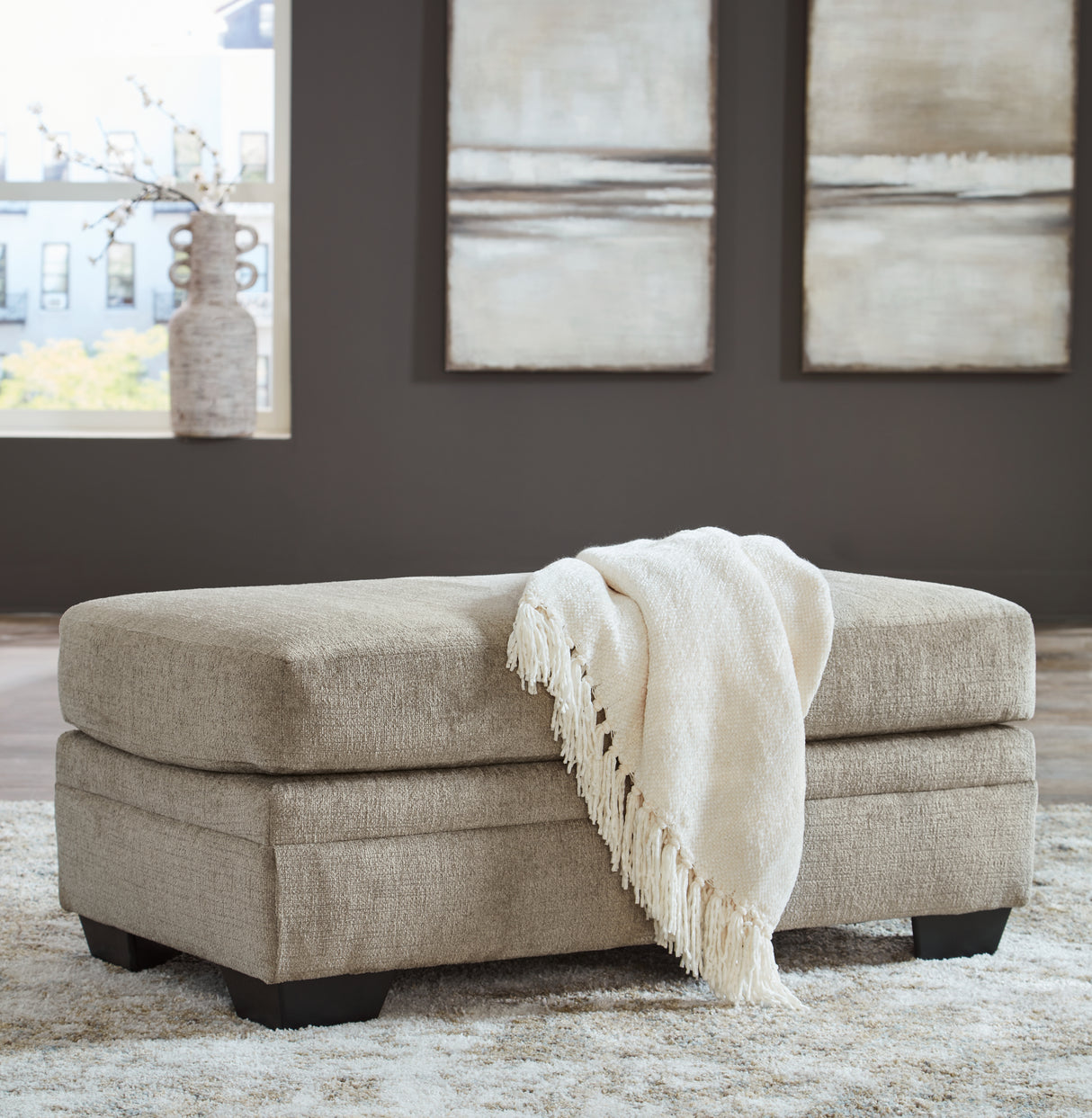 Stonemeade Taupe Ottoman from Ashley - Luna Furniture