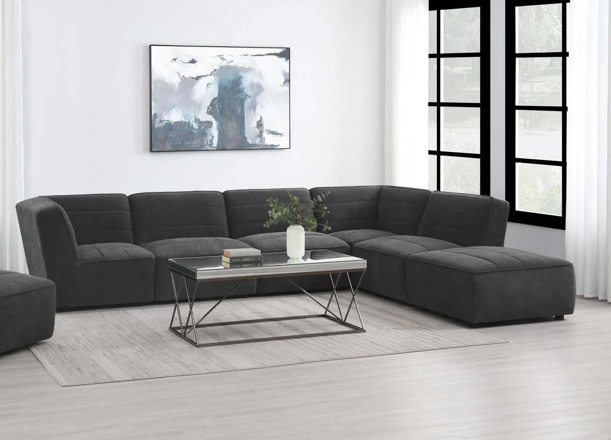 Sunny Dark Charcoal Upholstered 6-Piece Modular Sectional from Coaster - Luna Furniture
