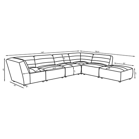 Sunny Dark Charcoal Upholstered 6-Piece Modular Sectional from Coaster - Luna Furniture