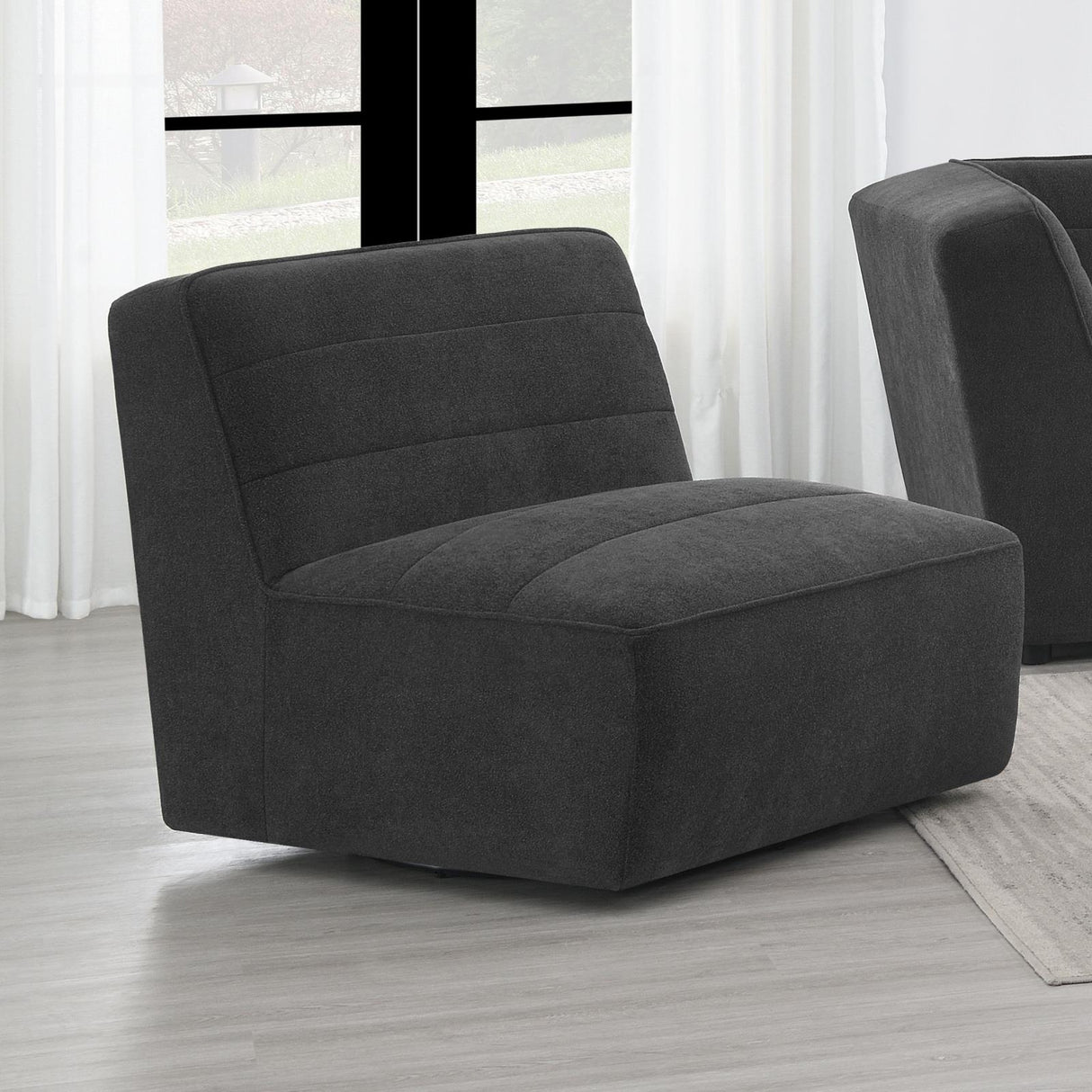 Sunny Upholstered Armless Chair Dark Charcoal from Coaster - Luna Furniture