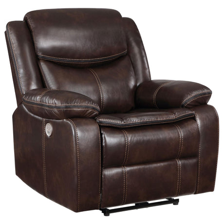 Sycamore Upholstered Power Recliner Chair Dark Brown - 610193P - Luna Furniture