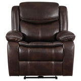 Sycamore Dark Brown Upholstered Power Recliner Chair from Coaster - Luna Furniture