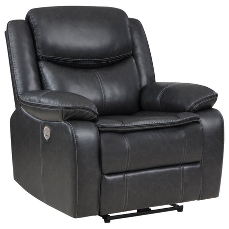 Sycamore Upholstered Power Recliner Chair Dark Grey - 610233P - Luna Furniture