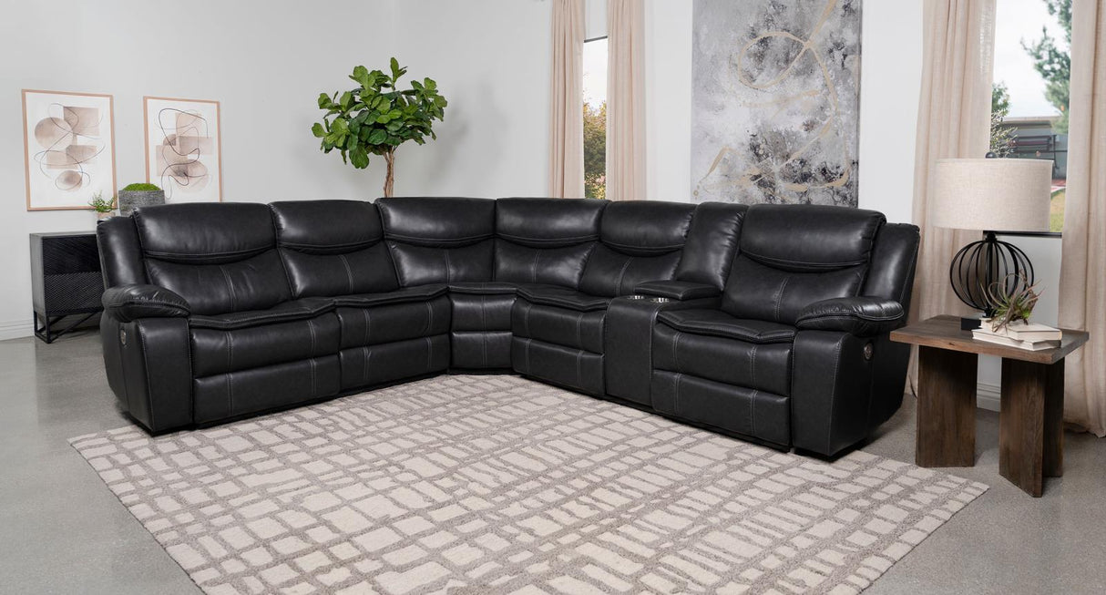 Sycamore Upholstered Power Reclining Sectional Sofa Dark Grey - 610200P - Luna Furniture