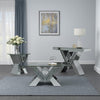 Taffeta V-shaped Coffee Table with Glass Top Silver - 723448 - Luna Furniture
