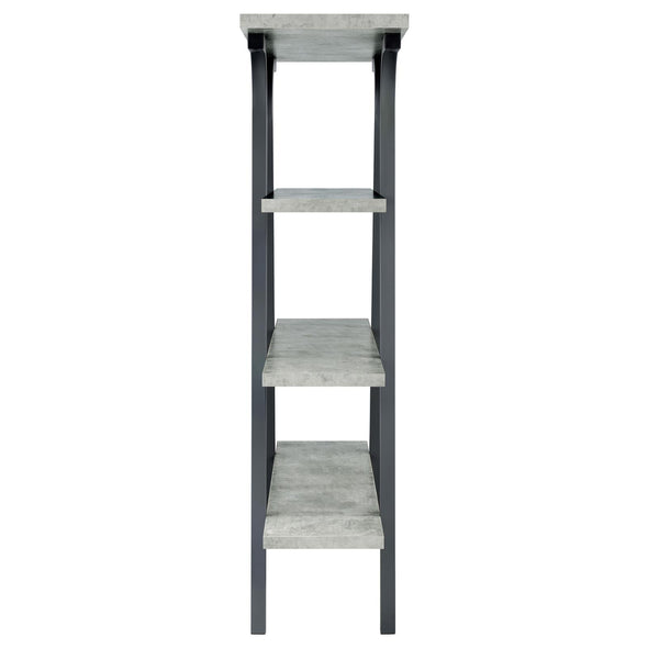 Tatum 4-tier Rectangular Bookcase Cement and Gunmetal - 805893 - Luna Furniture