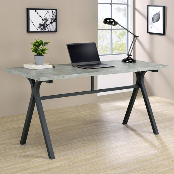 Tatum Rectangular Writing Desk Cement and Gunmetal - 805891 - Luna Furniture