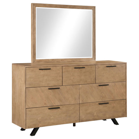 Taylor 7-drawer Rectangular Dresser with Mirror Light Honey Brown - 223423M - Luna Furniture