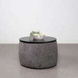 Tesoro Gray and Black Upholstered Round Lift Top Storage Ottoman from Coaster - Luna Furniture