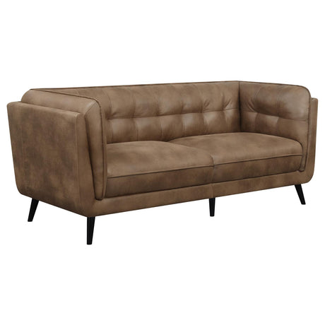 Thatcher 2-piece Upholstered Button Tufted Living Room Set Brown - 509421-S2 - Luna Furniture