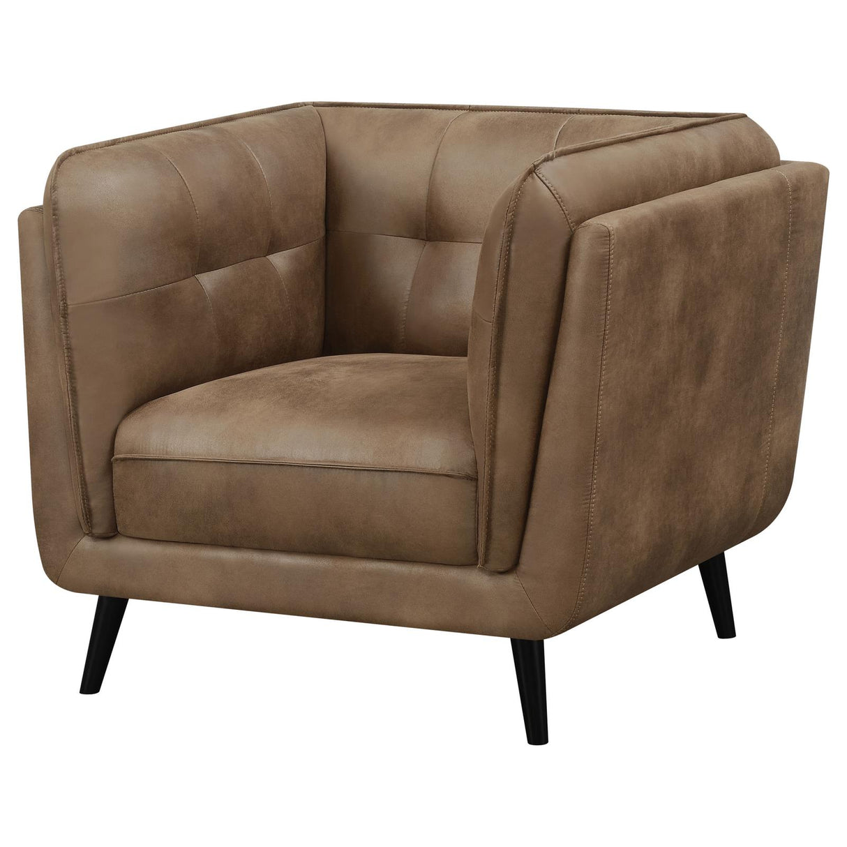Thatcher Upholstered Button Tufted Chair Brown - 509423 - Luna Furniture