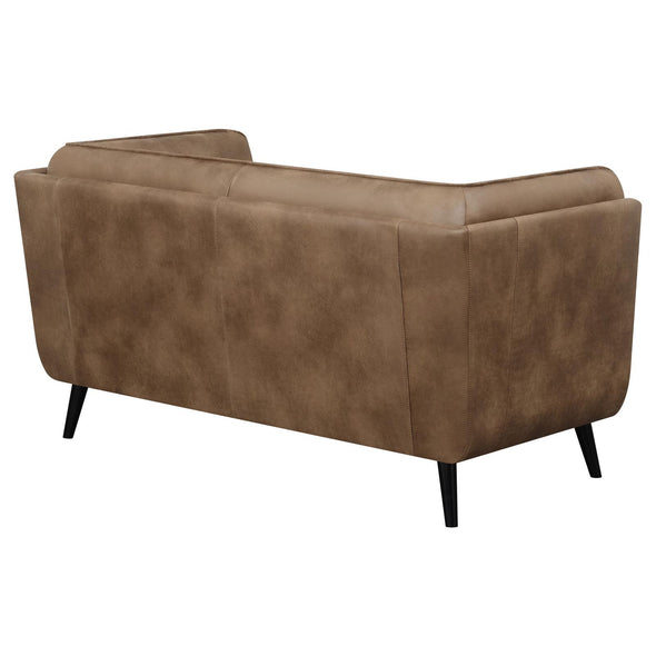 Thatcher Upholstered Button Tufted Loveseat Brown - 509422 - Luna Furniture
