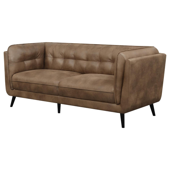 Thatcher Upholstered Button Tufted Sofa Brown - 509421 - Luna Furniture