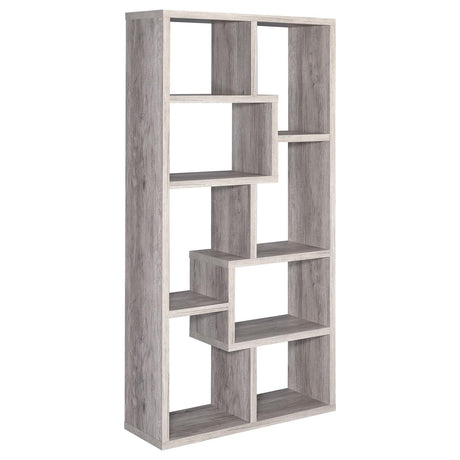 Theo 10-shelf Bookcase Grey Driftwood - 801137 - Luna Furniture