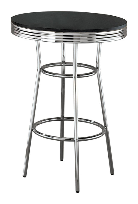 Theodore Black and Chrome Round Bar Table from Coaster - Luna Furniture