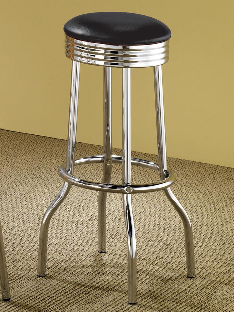 Theodore Black and Chrome Upholstered Top Bar Stools, Set of 2 from Coaster - Luna Furniture