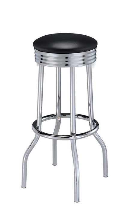 Theodore Black and Chrome Upholstered Top Bar Stools, Set of 2 from Coaster - Luna Furniture