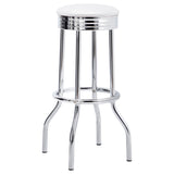 Theodore White and Chrome Upholstered Top Bar Stools, Set of 2 from Coaster - Luna Furniture
