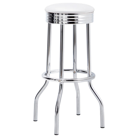 Theodore White and Chrome Upholstered Top Bar Stools, Set of 2 from Coaster - Luna Furniture