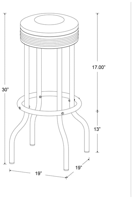 Theodore White and Chrome Upholstered Top Bar Stools, Set of 2 from Coaster - Luna Furniture
