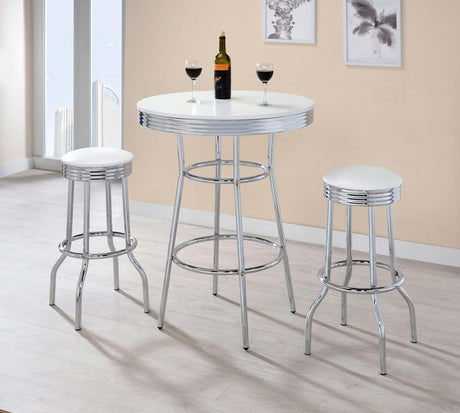 Theodore White and Chrome Upholstered Top Bar Stools, Set of 2 from Coaster - Luna Furniture