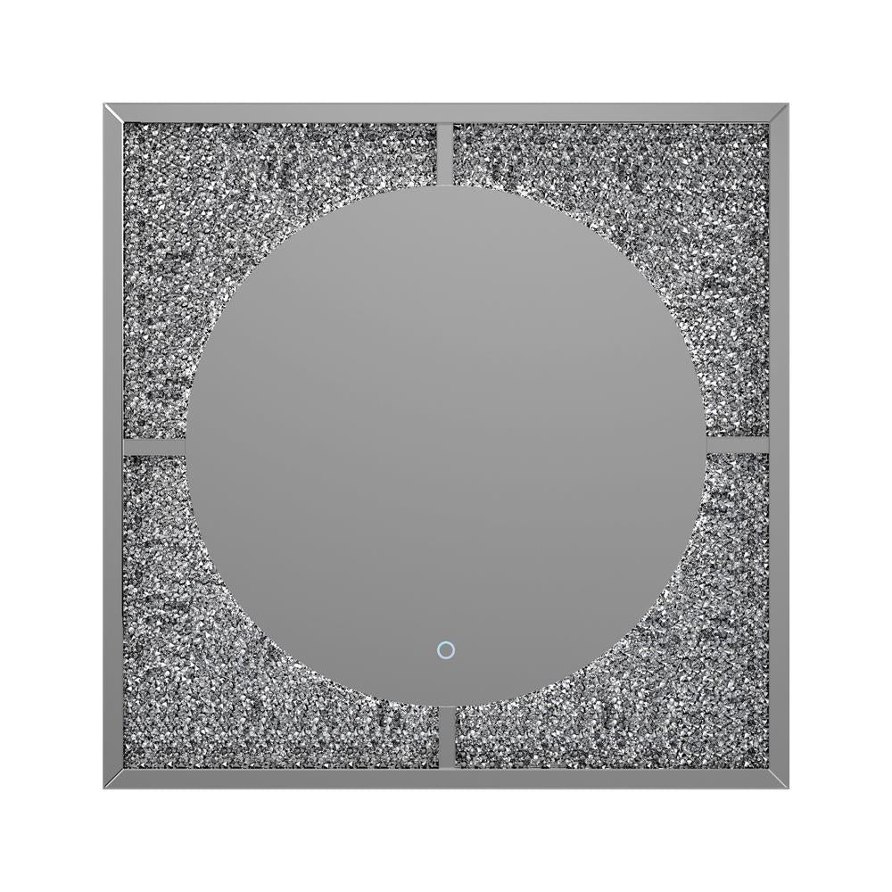 Theresa LED Wall Mirror Silver and Black - 961554 - Luna Furniture