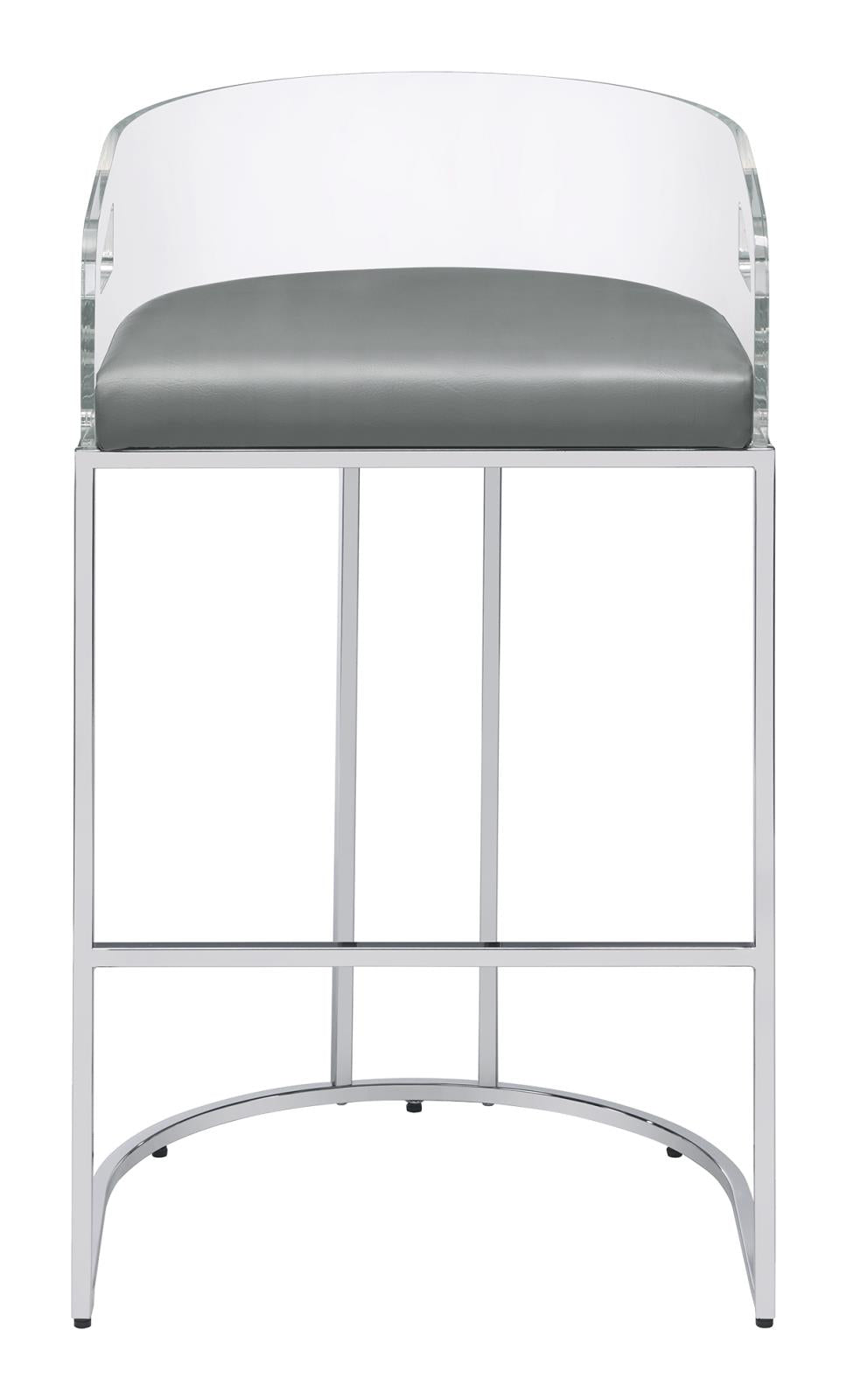 Thermosolis Acrylic Back Bar Stools Grey and Chrome (Set of 2) - 183406 - Luna Furniture