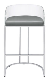 Thermosolis Gray and Chrome Acrylic Back Bar Stools, Set of 2 from Coaster - Luna Furniture