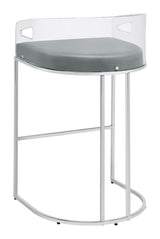 Thermosolis Gray and Chrome Acrylic Back Bar Stools, Set of 2 from Coaster - Luna Furniture
