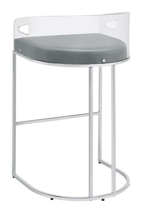 Thermosolis Gray and Chrome Acrylic Back Bar Stools, Set of 2 from Coaster - Luna Furniture