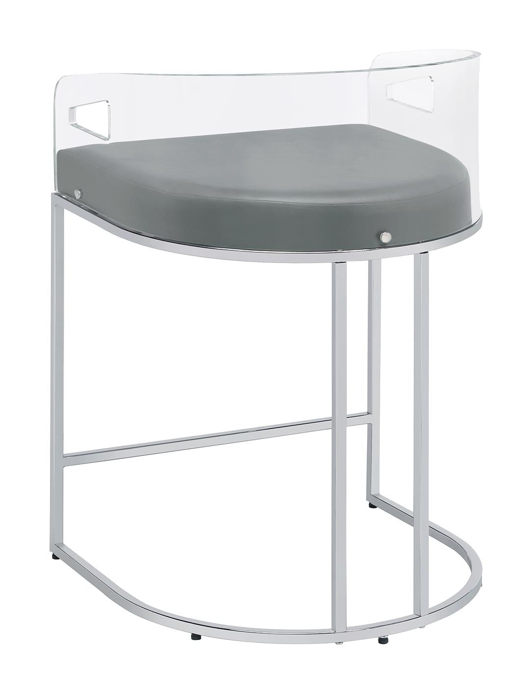 Thermosolis Acrylic Back Counter Height Stools Grey and Chrome (Set of 2) - 183405 - Luna Furniture
