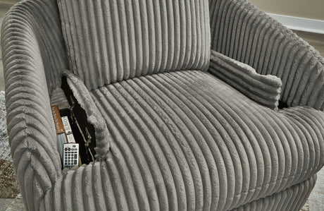 Tie-Breaker Fog Swivel Glider Recliner from Ashley - Luna Furniture