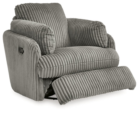 Tie-Breaker Fog Swivel Glider Recliner from Ashley - Luna Furniture